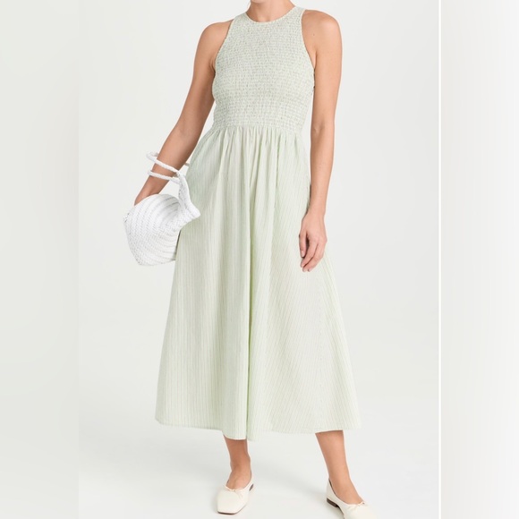 Madewell Smocked Sleeveless Midi Dress in Stripe - Picture 1 of 4